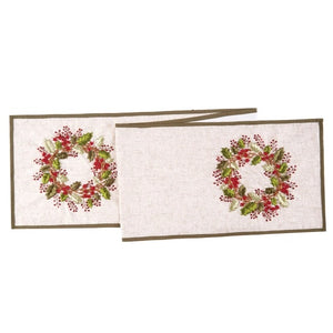 Berry Wreath Ribbon Art Table Runner