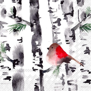 Bird In Birch Disposable Cocktail Napkin