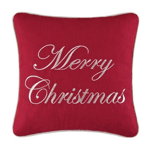 Merry Christmas Embroidered Pillow