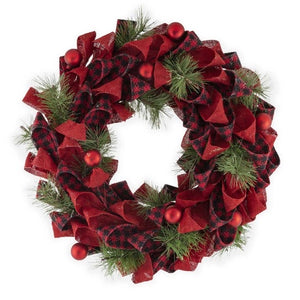 16" Red Buffalo Plaid Wreath