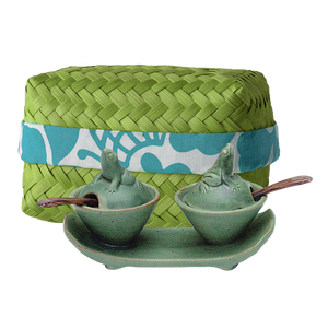 Celadon Ceramic Frog Salt & Pepper Box Set