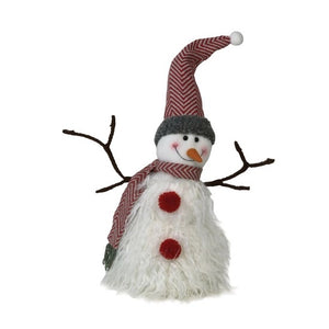 Sitting Plush Furry Snowman