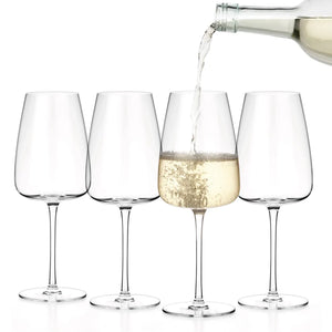 Red White Crystal Wine Glass - Set of 4 17oz.