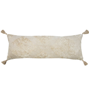 Beige Textured Medallion Throw Pillow
