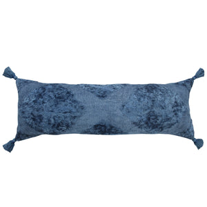 Deep Blue Textured Medallion Throw Pillow