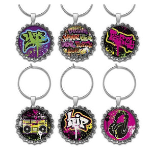 Enamel Bottle Caps Glass Charms Set