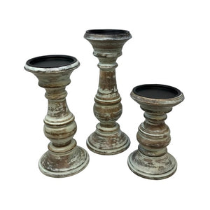 Starlight Wood Pillar Candle Holder