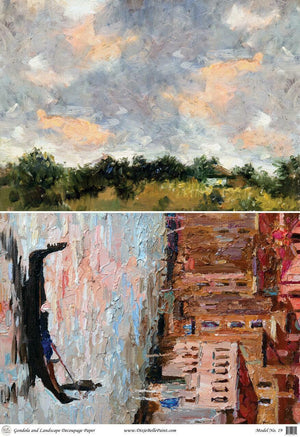 Gondola and Landscape Rice Decoupage Paper
