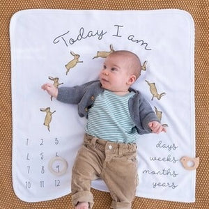 Watercolor Rabbit Baby Milestone Blanket