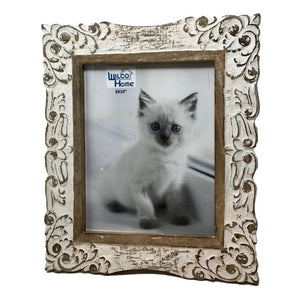 Hand-Carved Wood Photo Frame with Stand