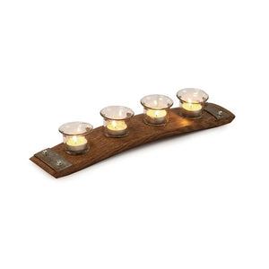 4 Votive Candle Wine Barrel Stave