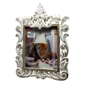 Hand-Carved Wood Photo Frame with Stand